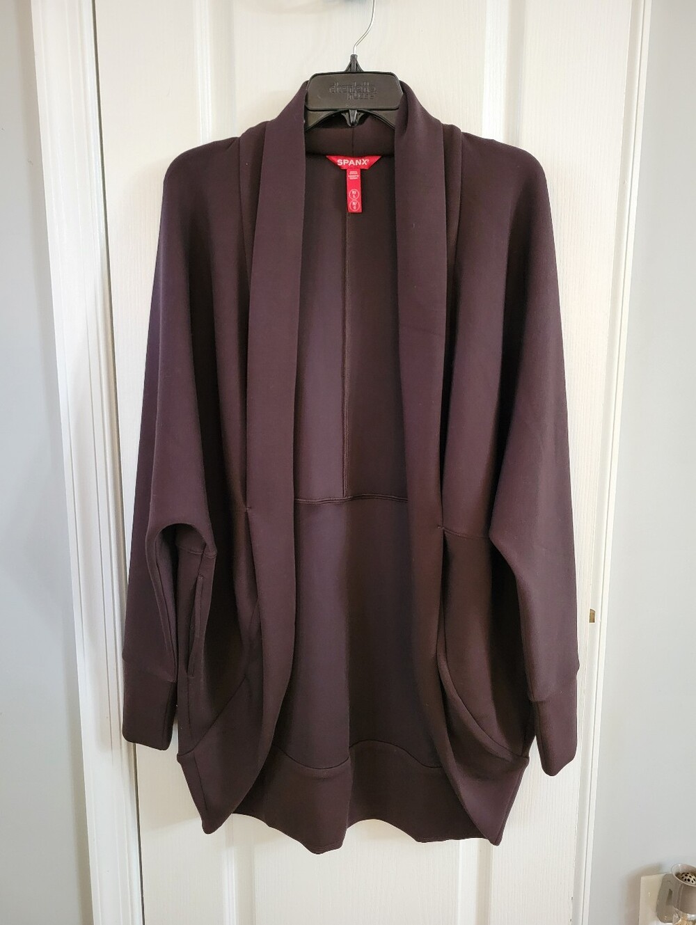 SPANX AirEssentials Cocoon Oversized Drape Cardigan Brown Size M/L Scuba Knit